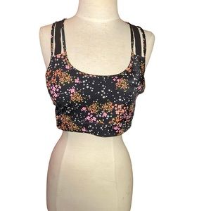 Victoria sport black floral stars sports bra large L